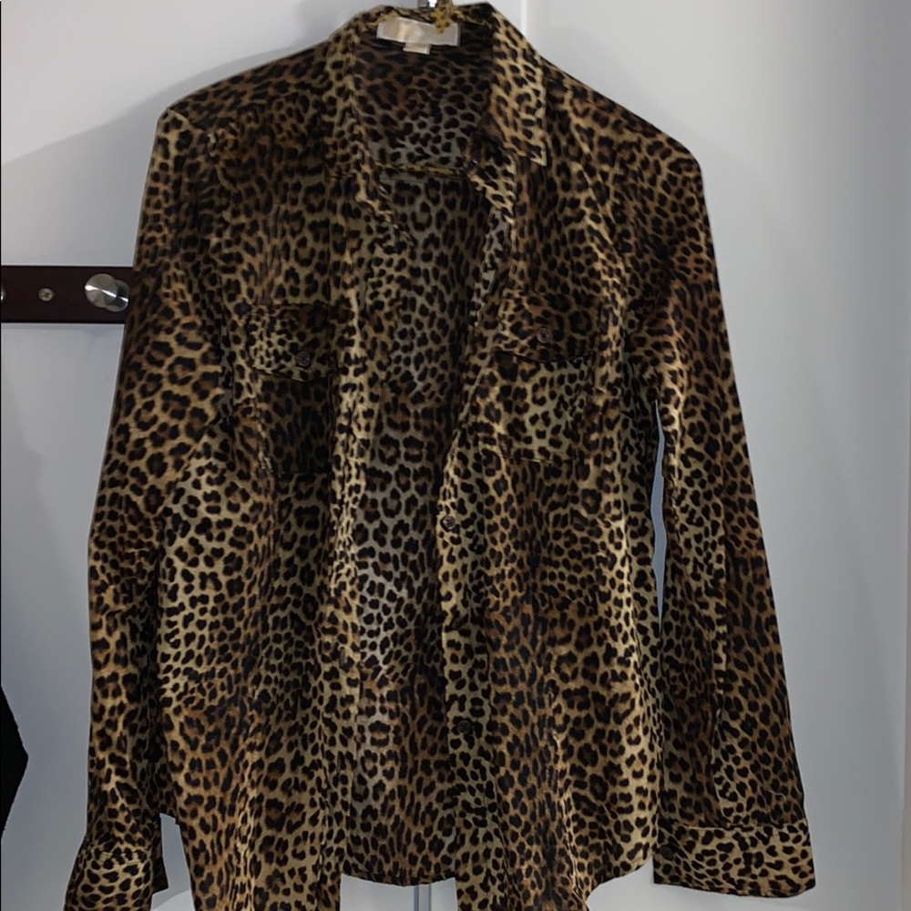 • Michael Kors • animal printed button-up top